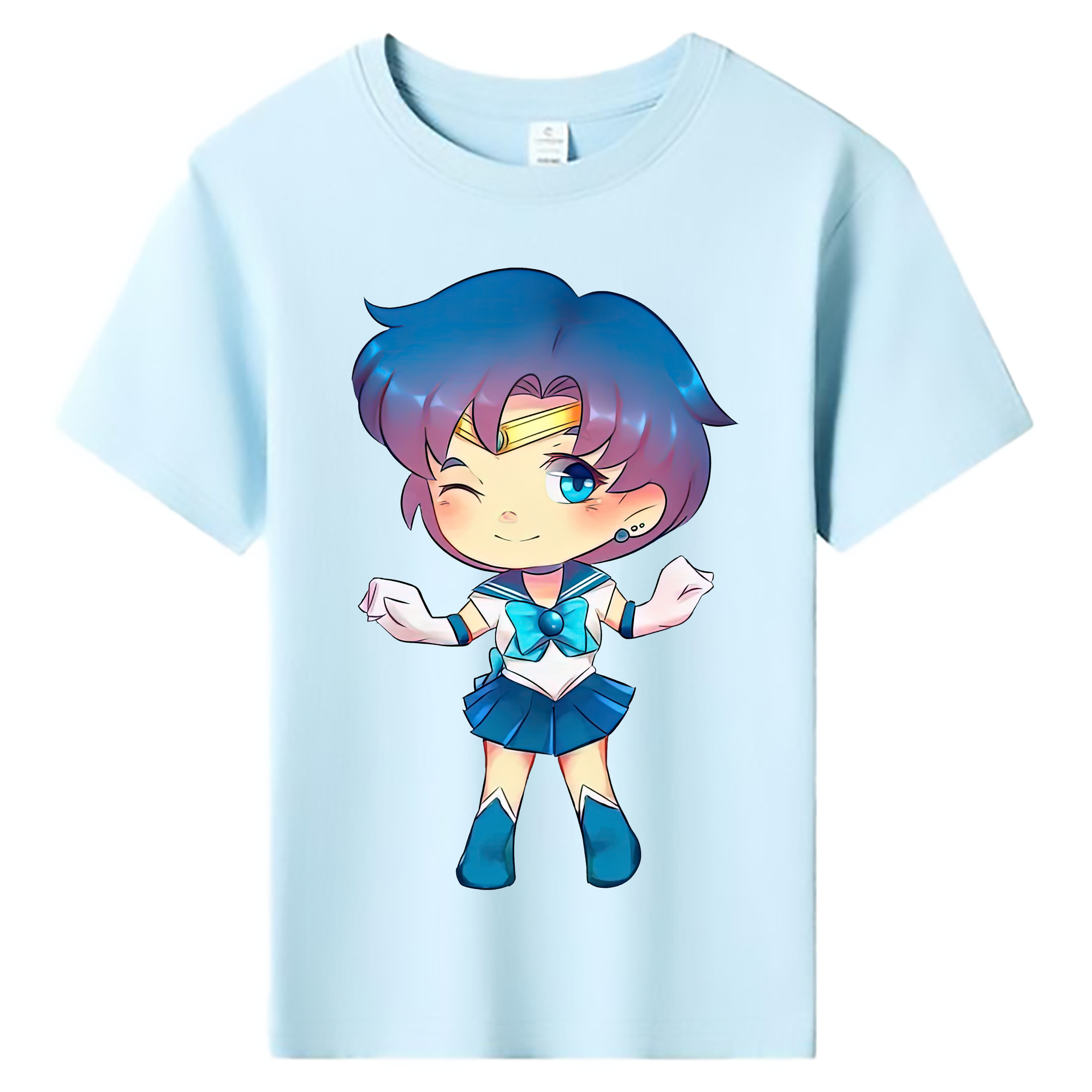 （画像用） 美少女戦士セーラームーン 水野 亜美 みずの あみ Sailor Moon Mizuno Ami 綿100％キッズTシャツ（フロントプリント）